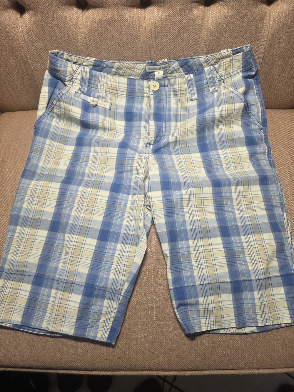 Fashion Bug Blue & White Plaid Women's Shorts